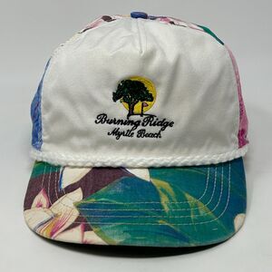 Vintage Burning Ridge Myrtle Beach Hat Baseball Cap Golfer Golf Club Rope White